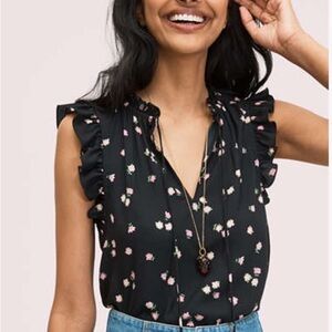 Kate Spade New York Ditsy Begonia Tie Neck top Size XXS